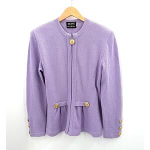 Vintage Don Sayres for Wellmore Lavender Zip Front Cardigan Sweater Womens 8